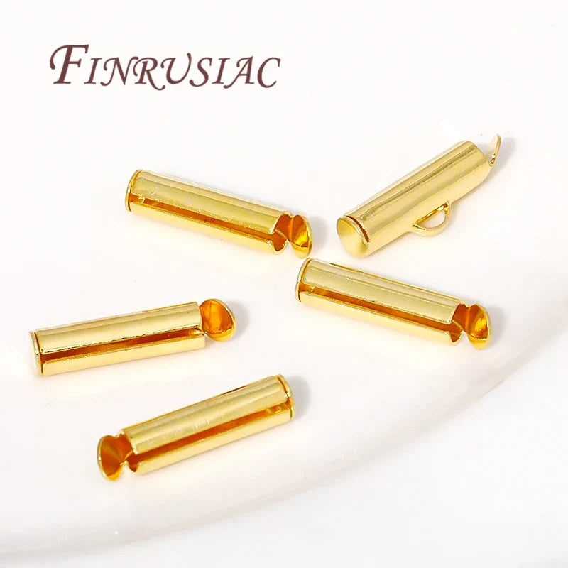 18K Gold Plated Crimp End Beads Slide Clasp Connectors DIY
