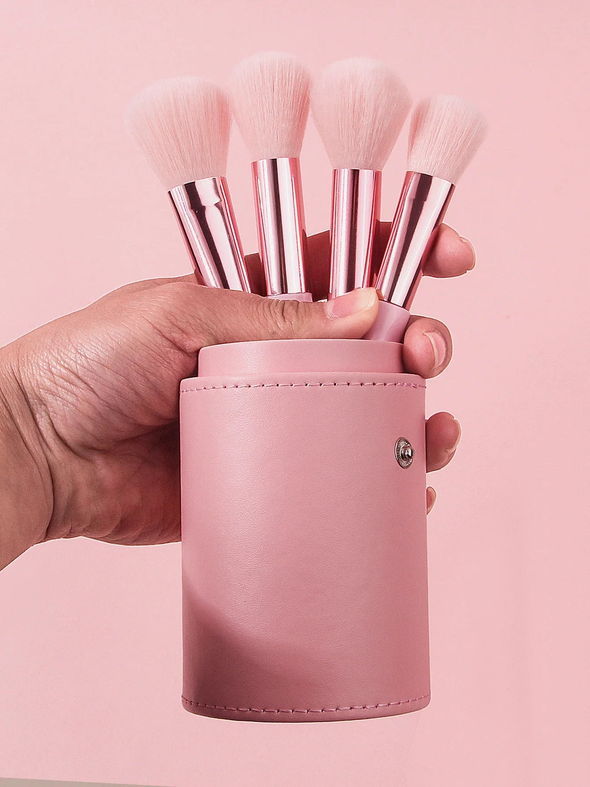 15-Piece Pink Makeup Brush Set with Storage Barrel | Nixie