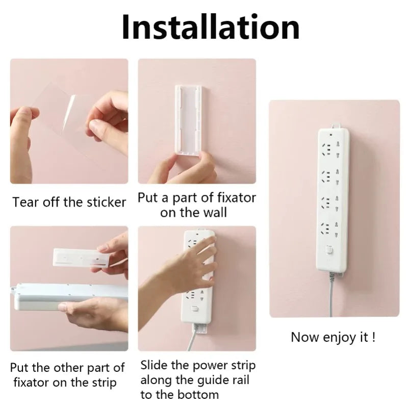 Self-Adhesive Wall Mount Power Strip Holder & Cable Organizer