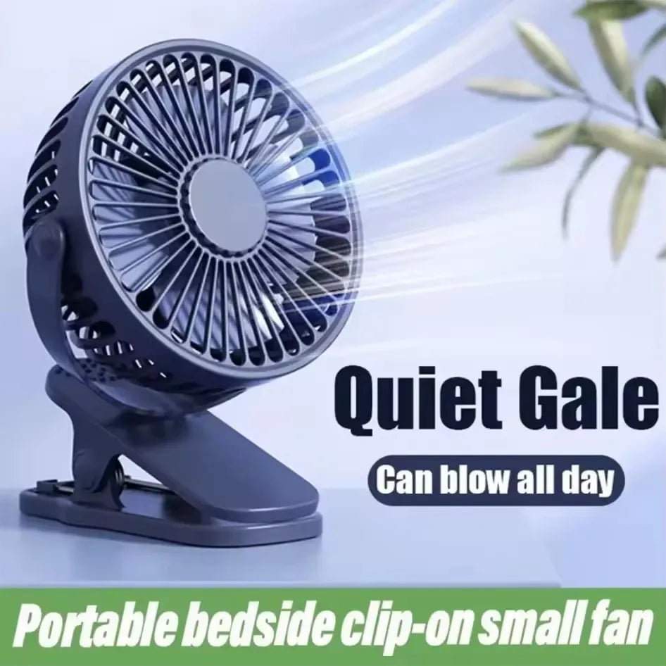 Portable Rechargeable Clip Fan – 720° Rotatable USB Fan