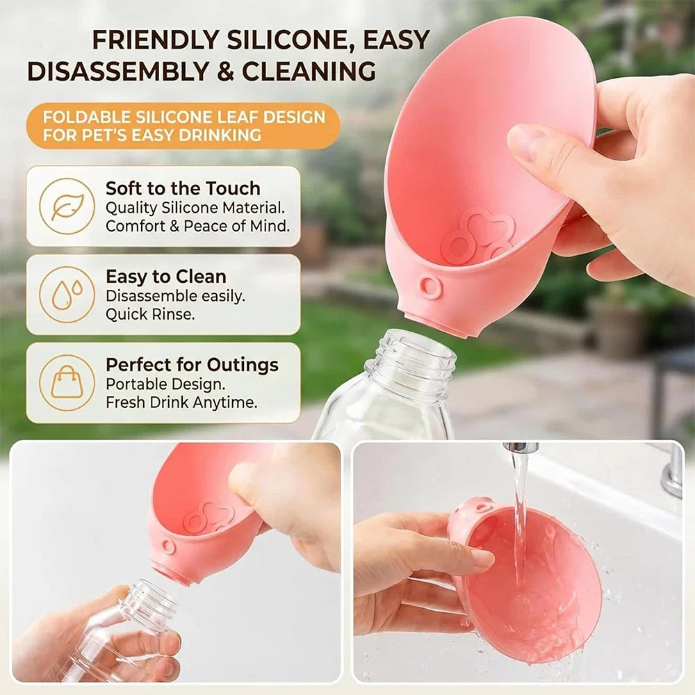 Portable Dog Water Bottle Adapter – Foldable Silicone Pet Bowl