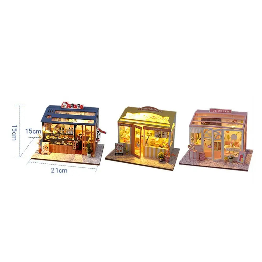 Japanese DIY Dollhouse Kit – Sushi Flower Shop with LED Lights