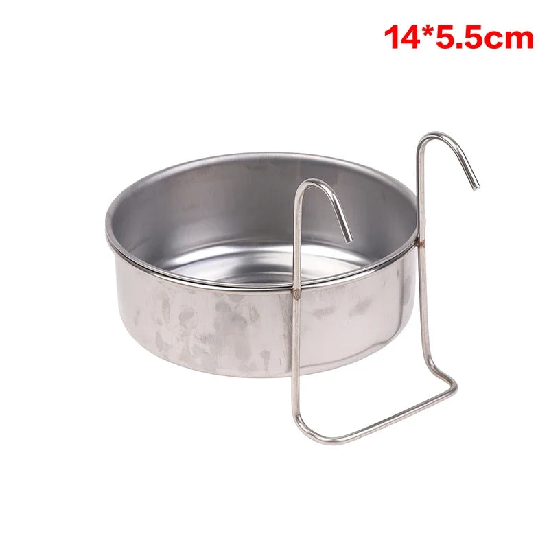 Stainless Steel Hanging Cage Pet Bowl – 5 Sizes | Dogs, Cats & Birds