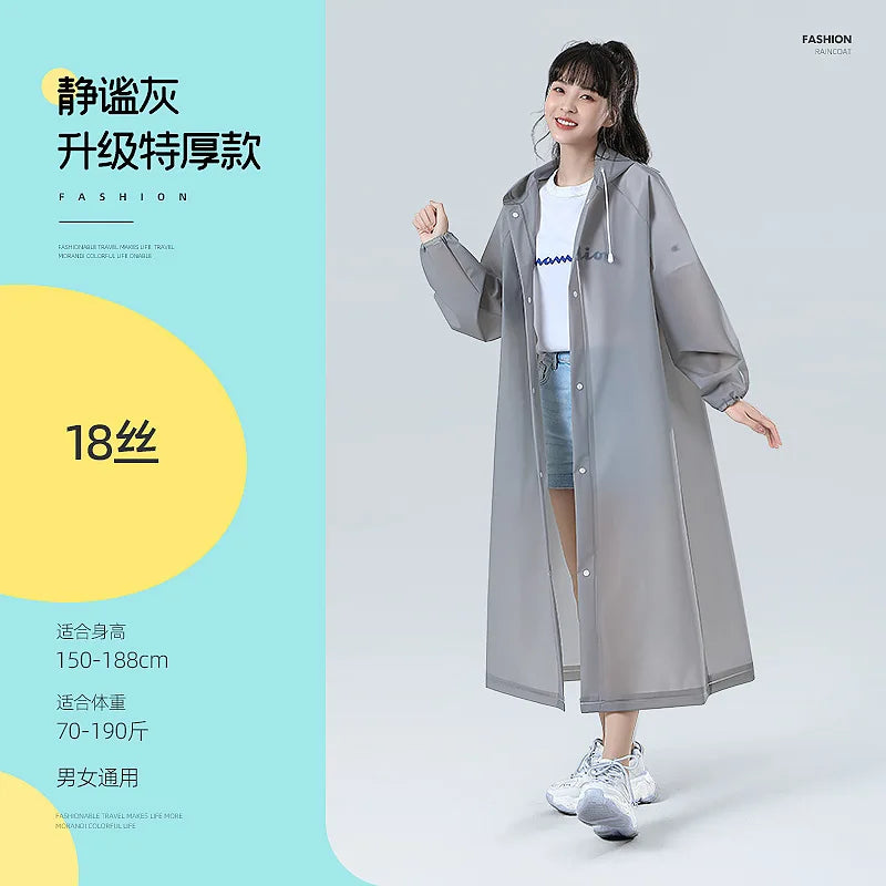 Reusable EVA Waterproof Rain Poncho – Transparent Adult Raincoat