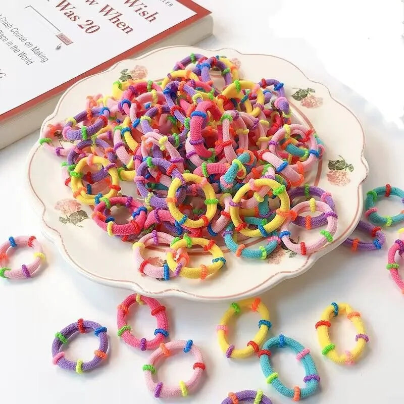 100pcs Elastic Hair Ties & Ponytail Holders – Soft Nylon Bands