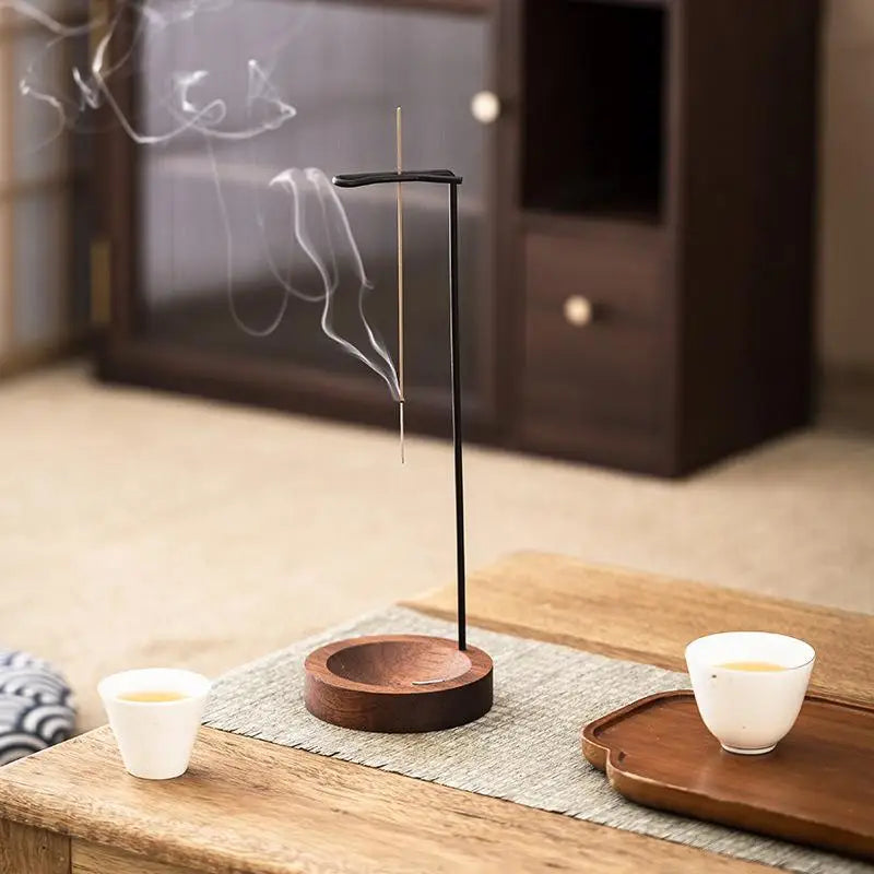 Wooden Upside Down Incense Burner & Anti-Ash Stick Holder