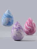 3-Pack Marble Makeup Sponge Eggs – Wet & Dry Foundation Puffs