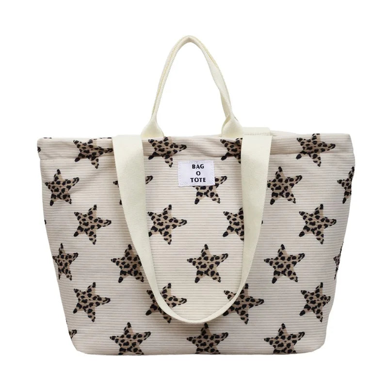Korean Star Print Single-Shoulder Tote Bag for Girls