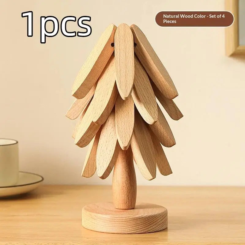 Foldable Bamboo Tree Trivet | Heat Resistant Non-Slip Kitchen Mat