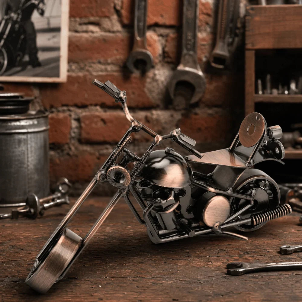 Handcrafted Iron Motorcycle Model – Movable Wheels & Handlebar