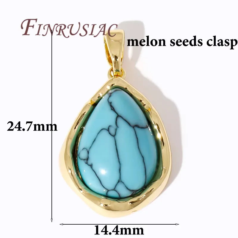 18K Gold Plated Natural Stone Charms – DIY Jewelry Pendants
