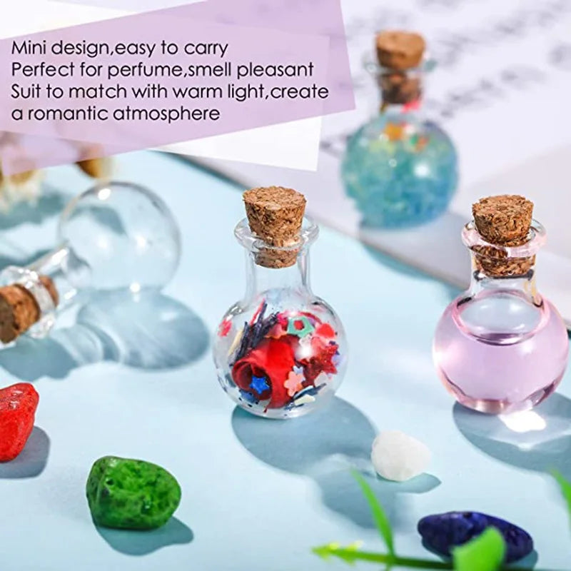 10x Mini Cork Glass Bottles – Tiny Vials for Weddings & DIY