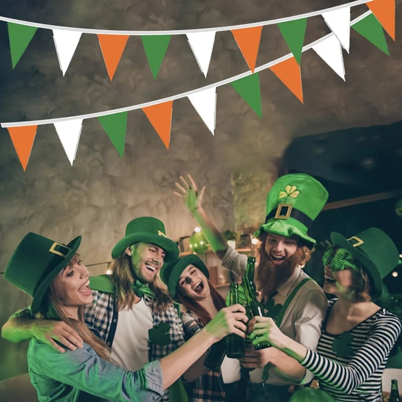 St. Patrick's Day Clover Triangle Banner Hanging Flags Set