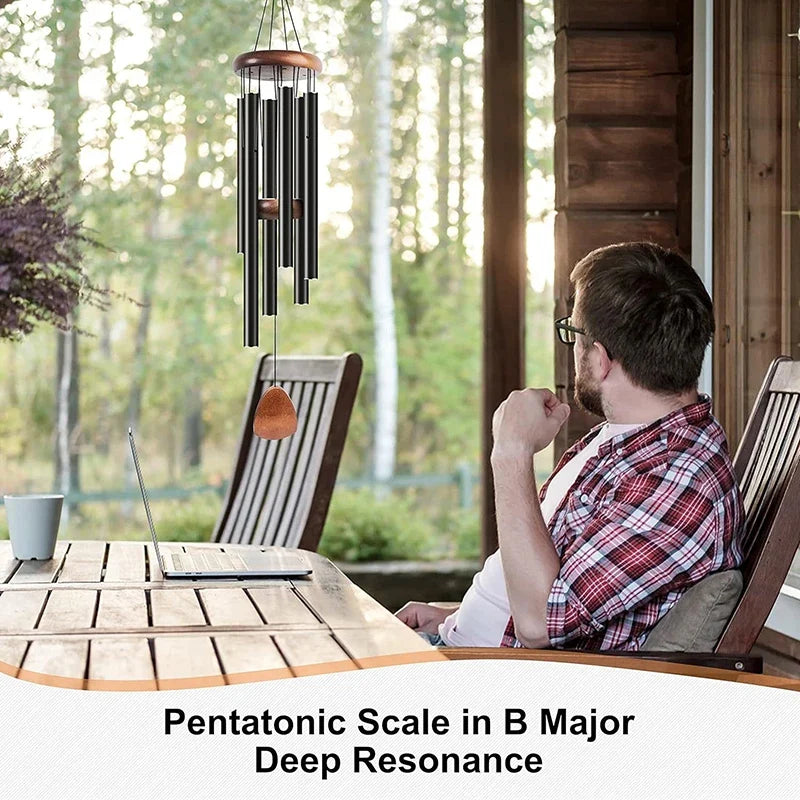 Retro Wood & Aluminum 6-Tube Wind Chime – Garden & Balcony