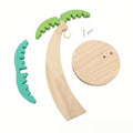 Wooden Banana Holder Fruit Shelf with Decorative Faux Leaves