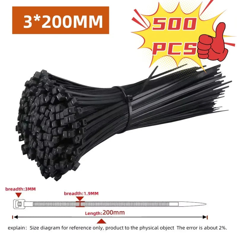 Nylon Cable Zip Ties Self-Locking – 100 or 1000 Pack