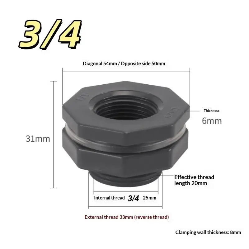 PVC IBC Water Tank Adapter with Valve for Garden Irrigation
