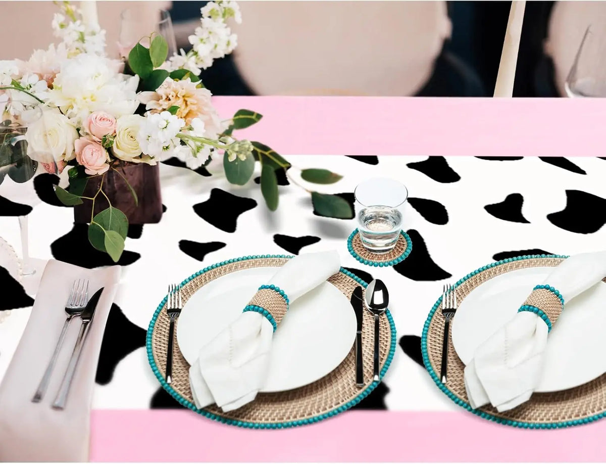 Pink Cow Print Disposable Party Tablecloth – 108" x 54"