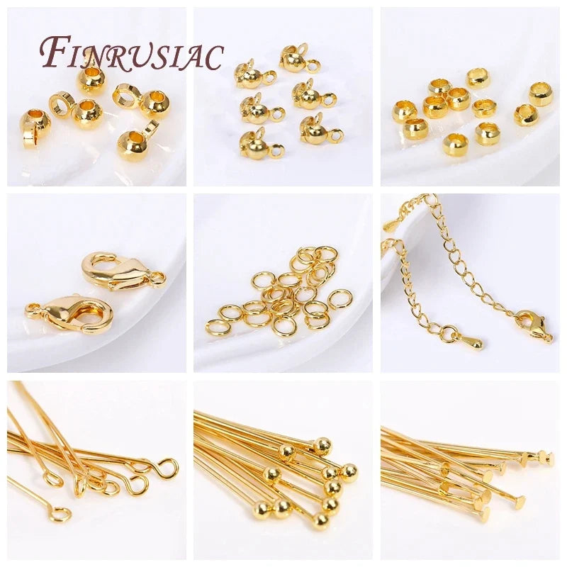 18K Gold Plated Jewelry Findings Set – Clasps, Pins & Crimp Beads