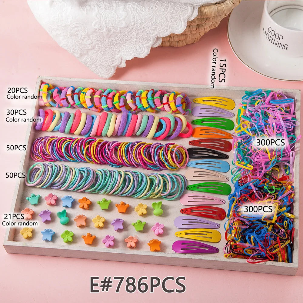 881Pcs Kids Hair Accessories – Clips, Ties & Scrunchies Set