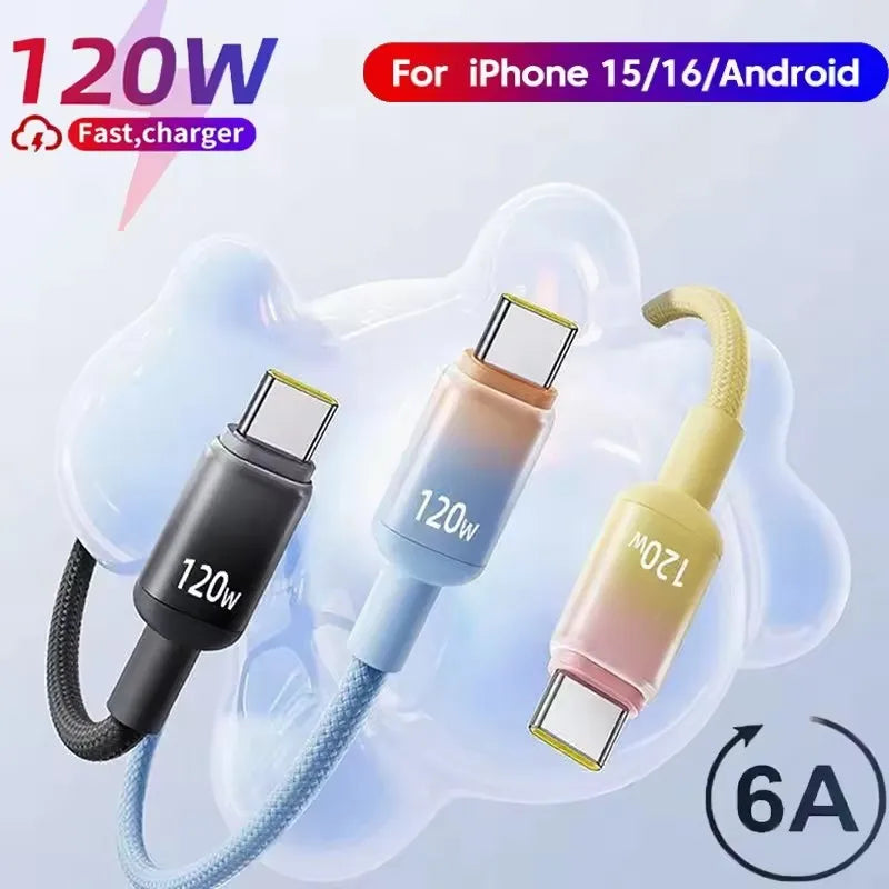 120W USB-C Fast Charging Nylon Braided Cable – Type-C