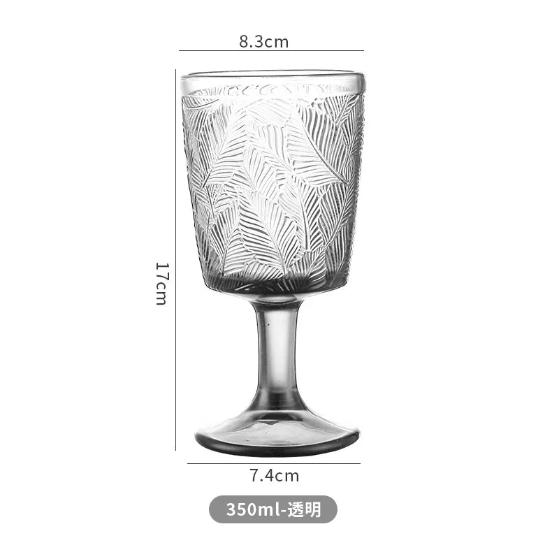 French Retro Leaf Relief High-Footed Wine & Champagne Glass