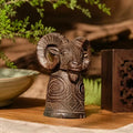 Hand-Carved Wooden Sheep Totem Figurine – Home Décor Gift