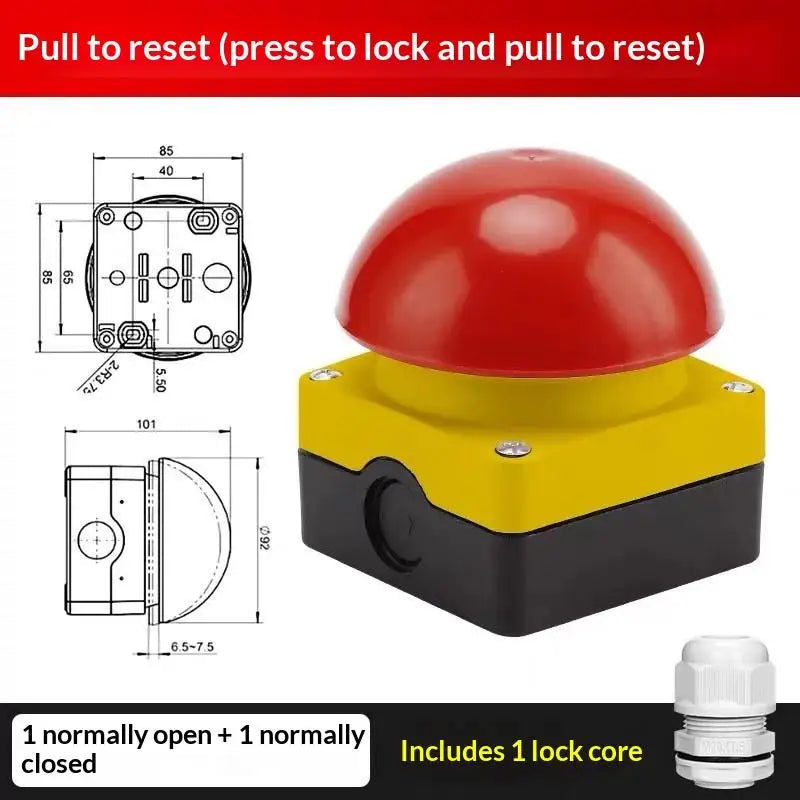 IP65 Mushroom Head Emergency Stop Button Switch 1NO Industrial