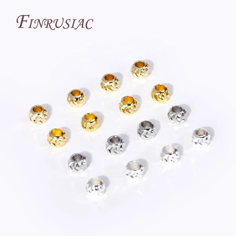 4mm 18K Gold Plated Corrugated Brass Spacer Beads for DIY Jewelry