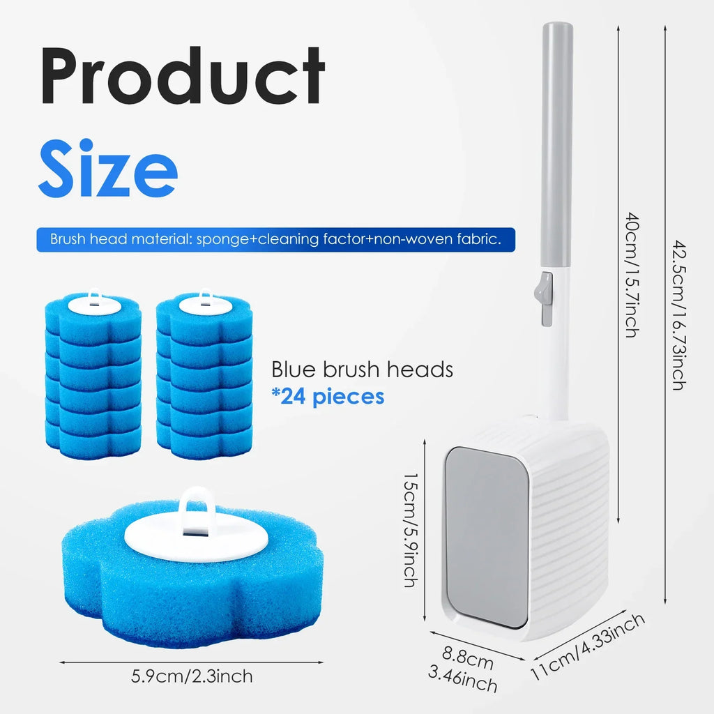 Toilet Brush & Holder Set – Disposable Refill Heads 24 or 60 Pack