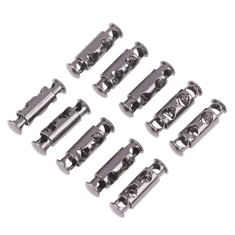 10Pcs Double Hole Metal Spring Buckles – Elastic Cord Locks