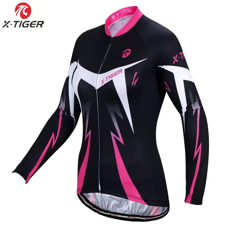 X-Tiger Women's Long Sleeve Pro Cycling Jersey | MTB Bike Top