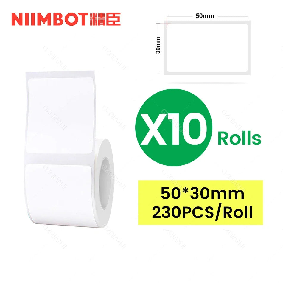 NiiMbot Thermal Label Rolls – Round White Waterproof Stickers