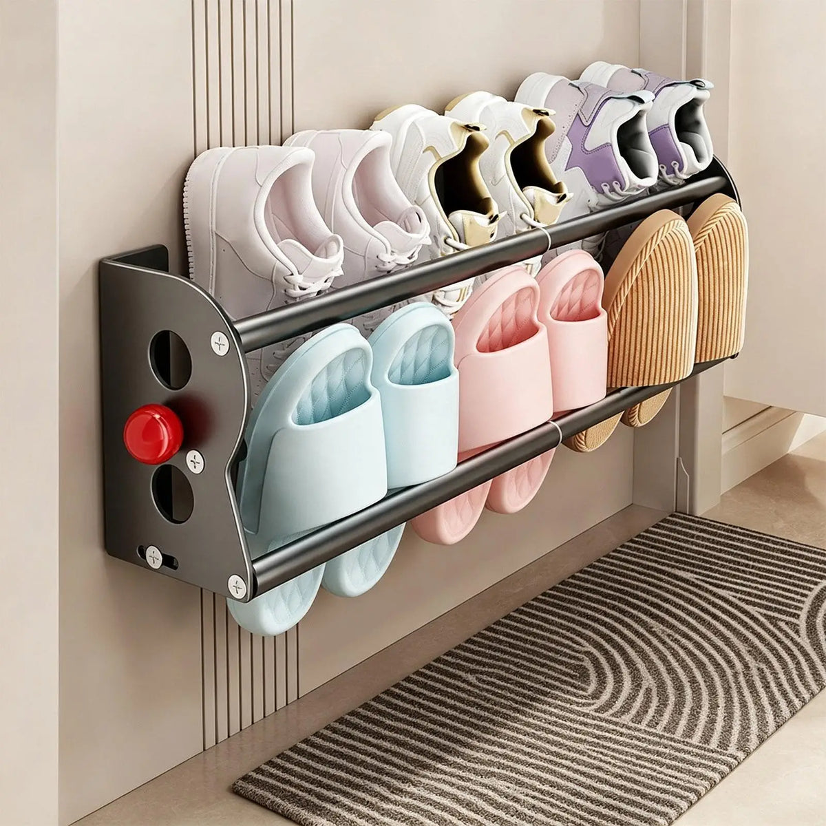 Magnetic Shoe Rack – Expandable 40–73cm No-Drill Over Door Organizer