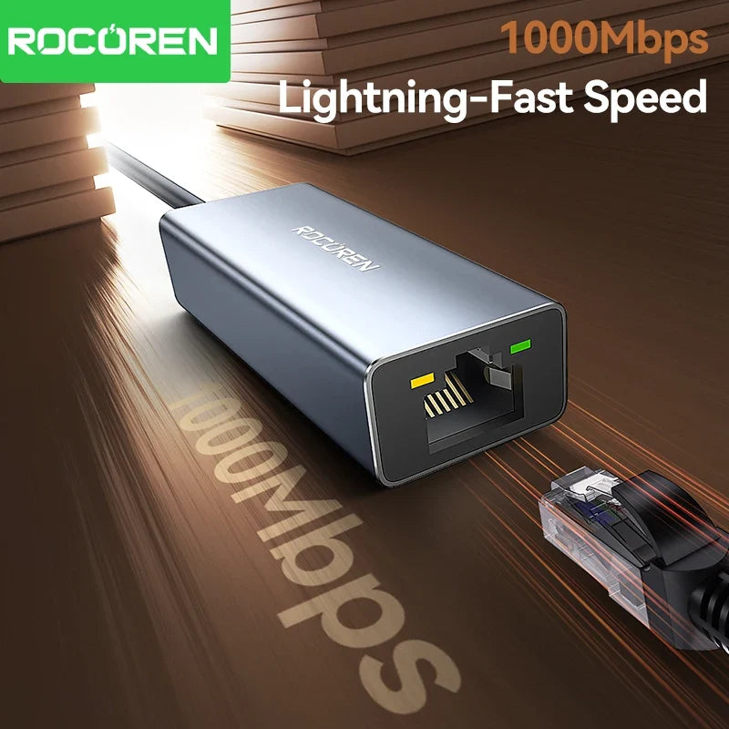 Rocoren USB-C to RJ45 Gigabit Ethernet Adapter 1000Mbps