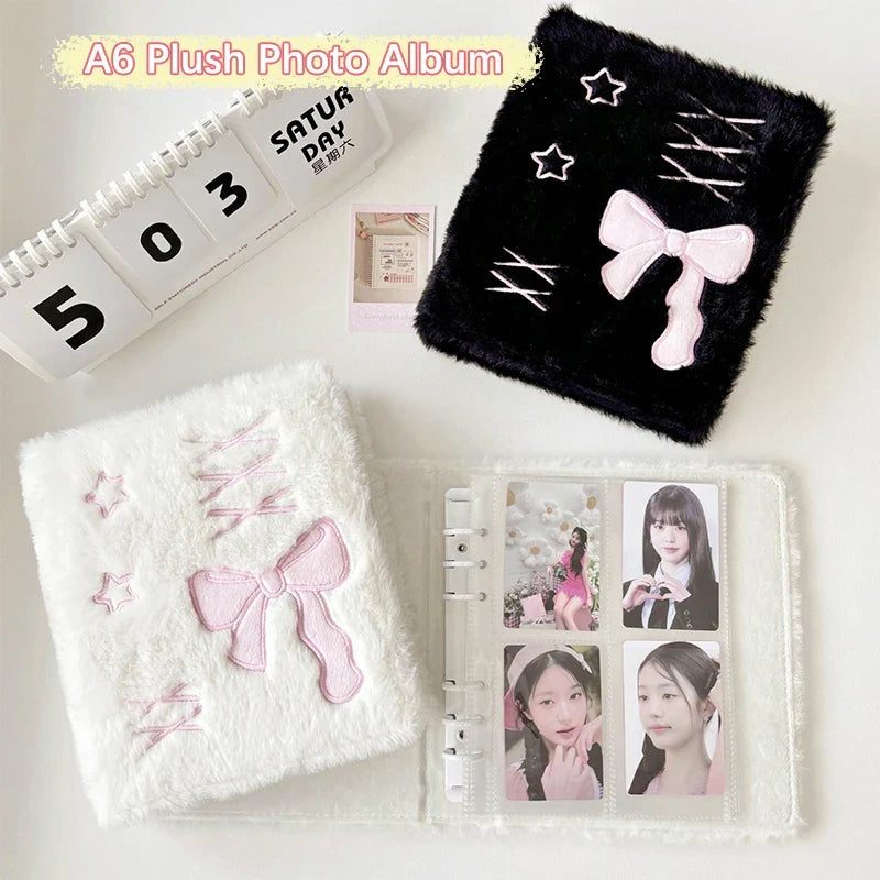 Cute Bow Plush A6 Kpop Photocard Album & Card Holder
