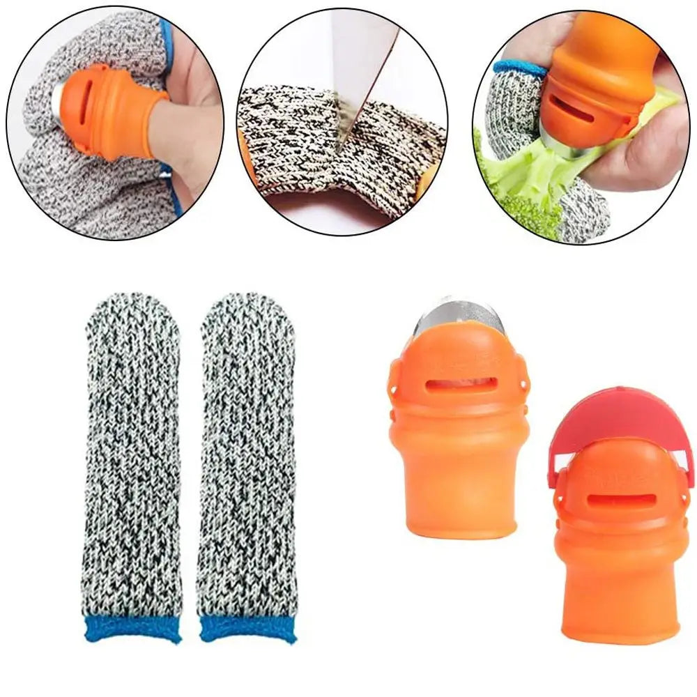 Thumb Cutter & Cut-Resistant Finger Sleeve Bean Picker Set
