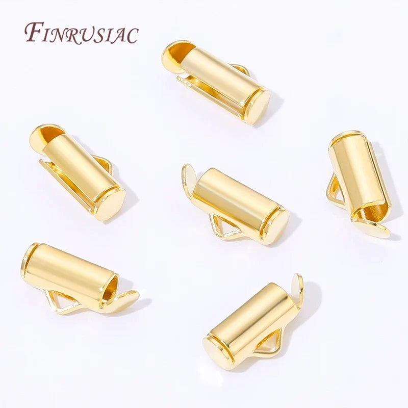 18K Gold Plated Crimp End Caps Slider Clasp Tubes – 10/20Pcs