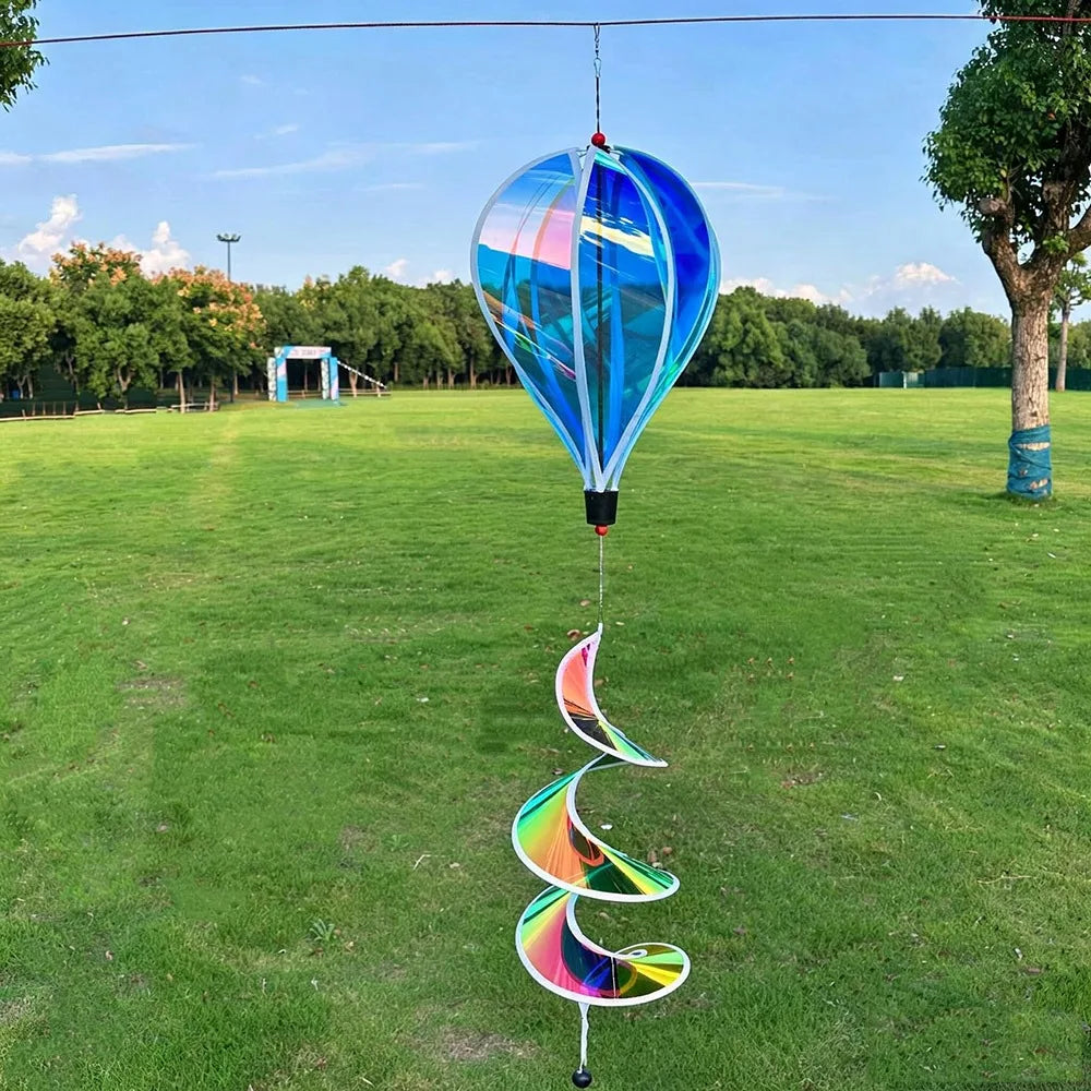 Rainbow Hot Air Balloon Wind Spinner – Colorful Garden Decor