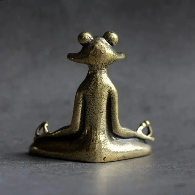 Brass Frog Zen Buddhist Statue Incense Burner & Tea Pet Décor