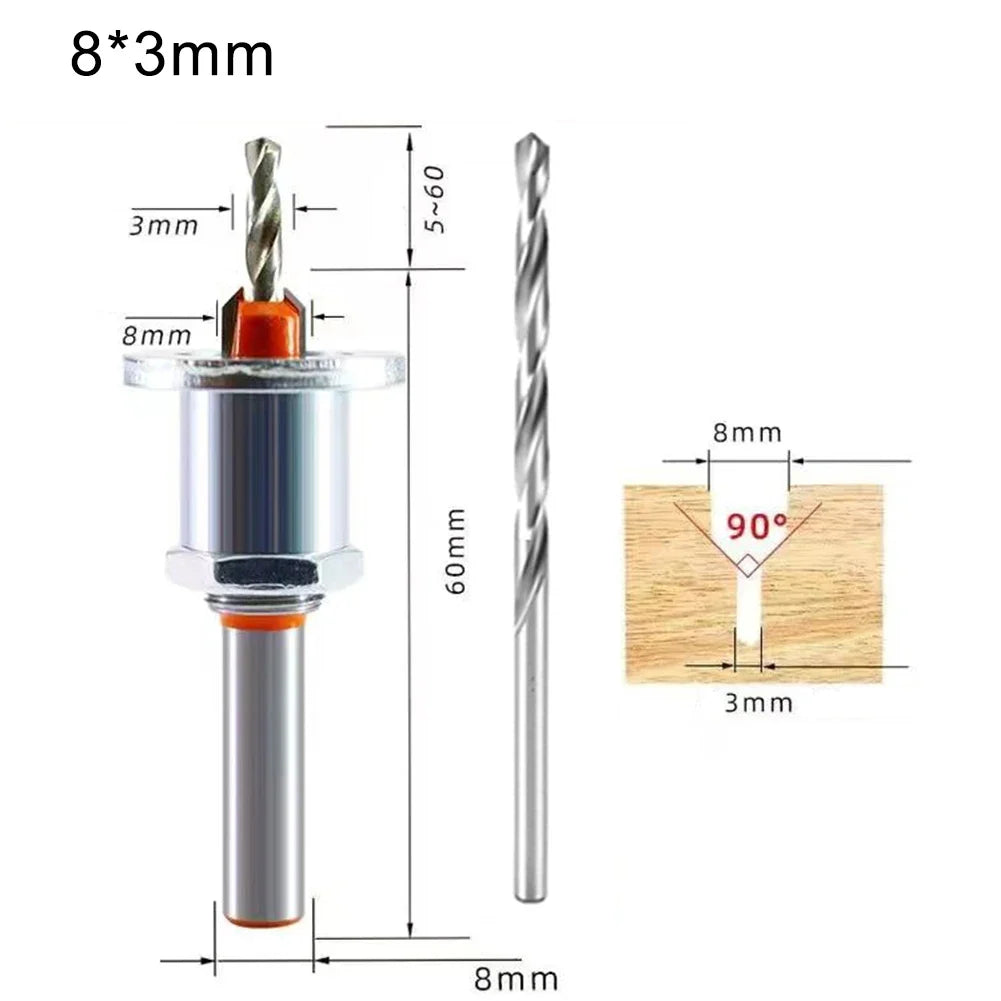8mm Adjustable Countersink Drill Bit | Depth Limiter for Wood