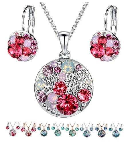 Women's Pendant Necklace & Earring Set – Silver or Rose Gold