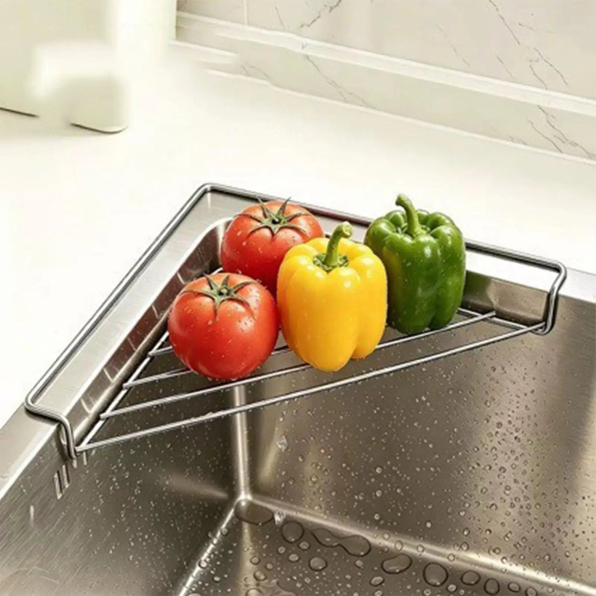 2-Pack Corner Sink Drying Rack – Stainless Steel No-Drill