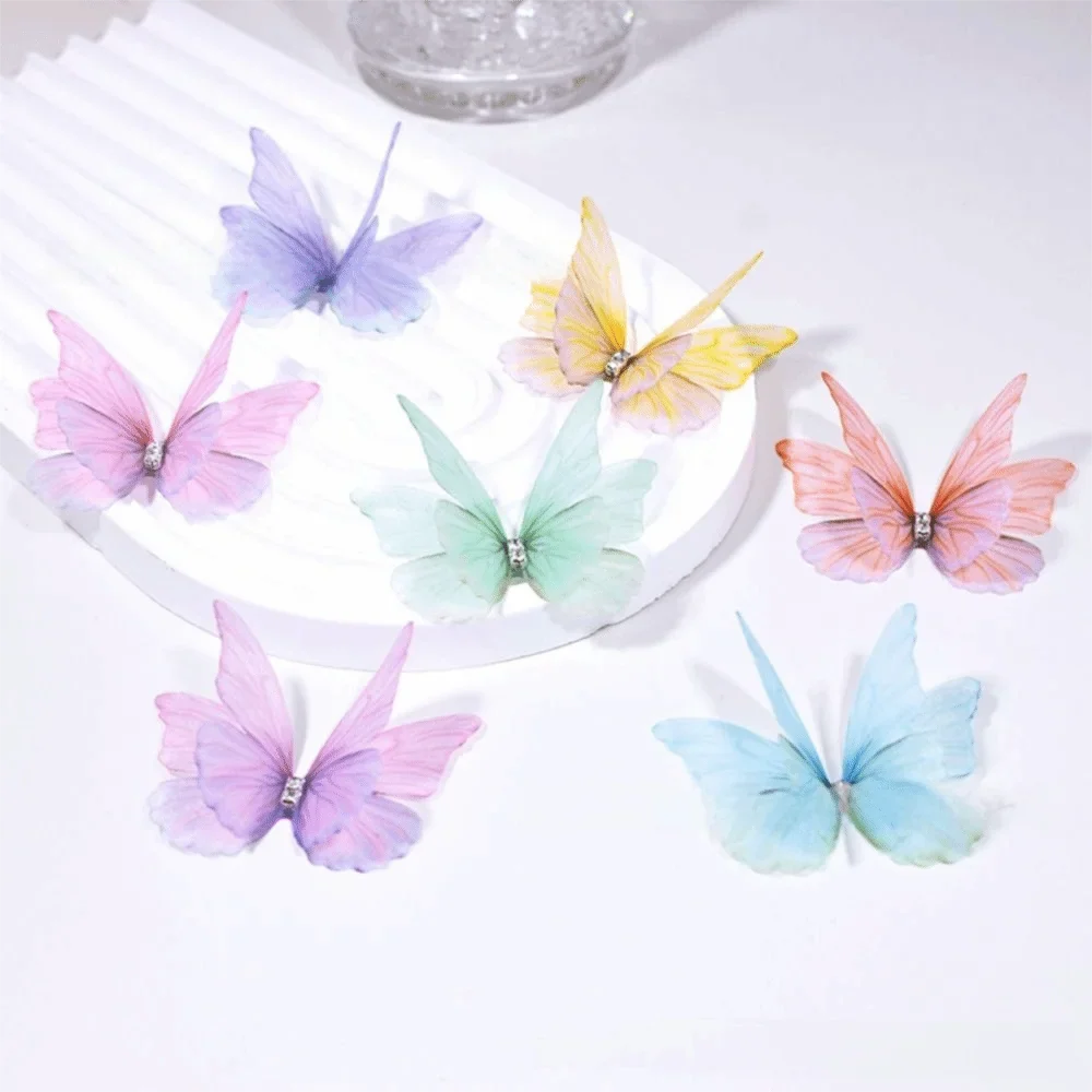 50Pcs 3D Organza Butterfly Appliques – Colorful Mesh Patches