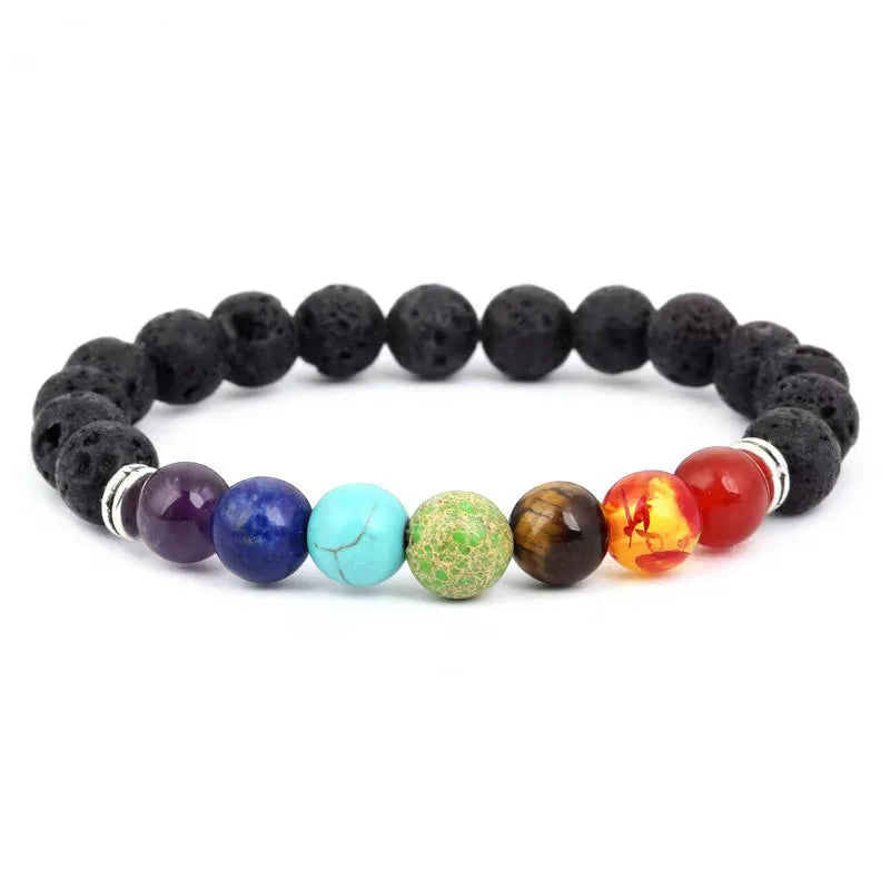 Volcanic Stone Beaded Stretch Bracelet – Unisex Jewelry