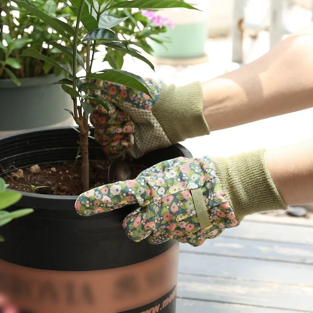 Thorn Proof Floral Gardening Gloves – Breathable Canvas Yard Work