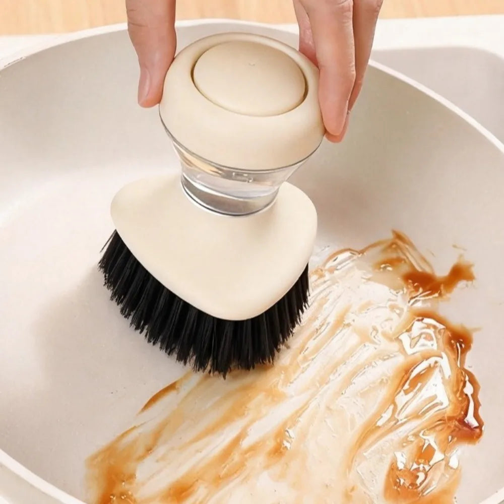 Self-Dispensing Dish Brush | Ergonomic Grip & Round Bristles