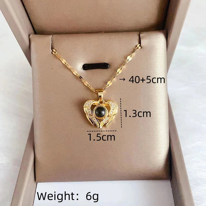 Women's Projection Pendant Necklace – I Love You Clavicle Chain