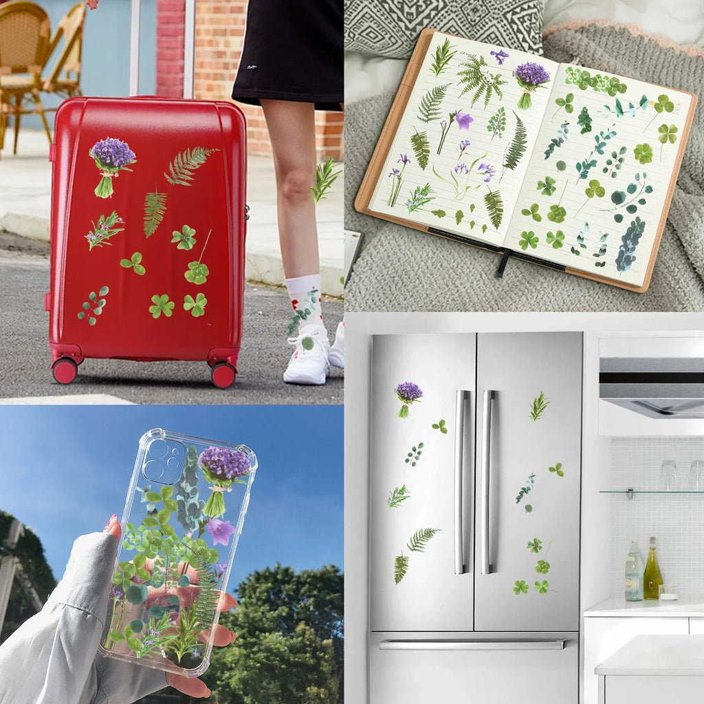 12-Pack Plant Flower Scrapbook Stickers – Waterproof DIY Decals