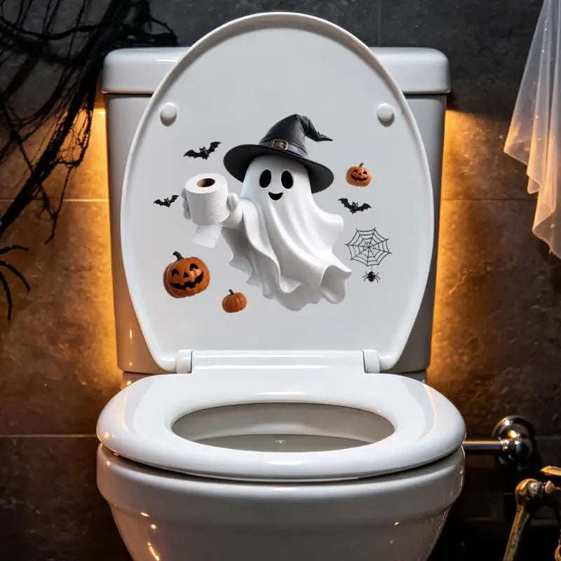 Halloween Toilet Stickers – Waterproof Ghost & Skeleton Decals